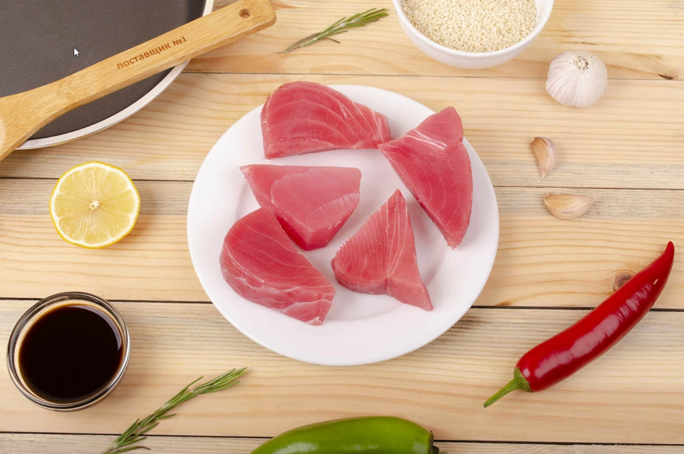 Тунец филе с/м стейки 50-100 гр (2 шт в/у по 500 гр, для стейков, тартара, Вьетнам)