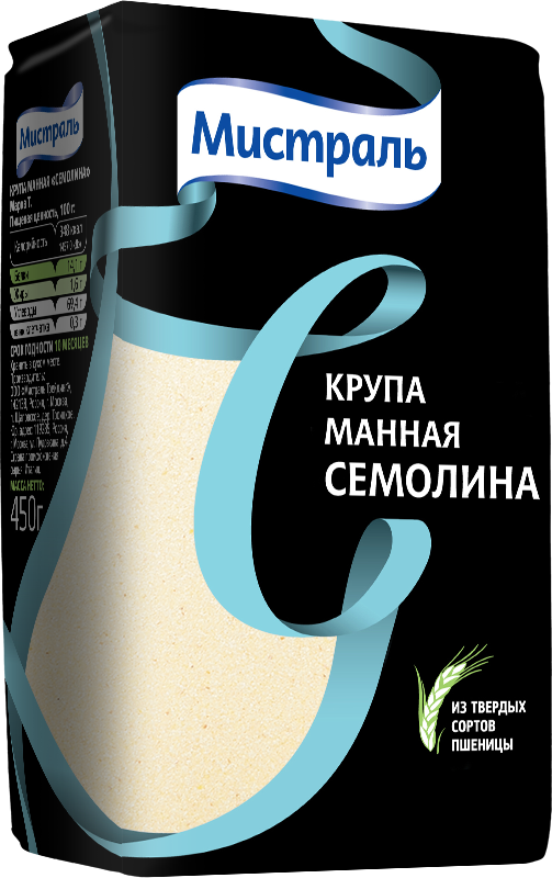 Крупа Мистраль манная из твердых сортов пшеницы Семолина, 450 г