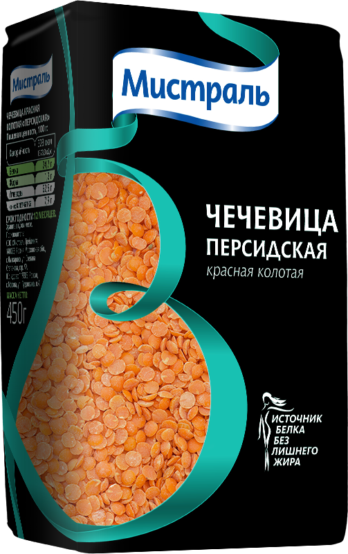 Чечевица Мистраль красная колотая Персидская, 450 г