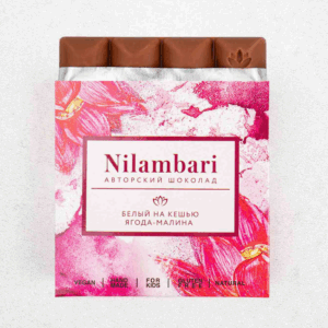 Белый шоколад Nilambari на кешью «Ягода-малина»