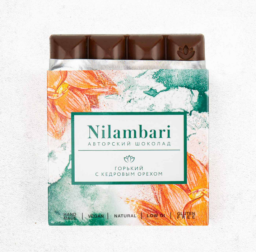 Горький шоколад Nilambari с кедровым орехом 60%